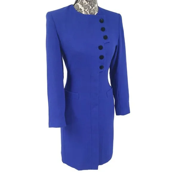 KASPER Button Front LS Crepe Coat Dress 2P - Picture 3 of 5